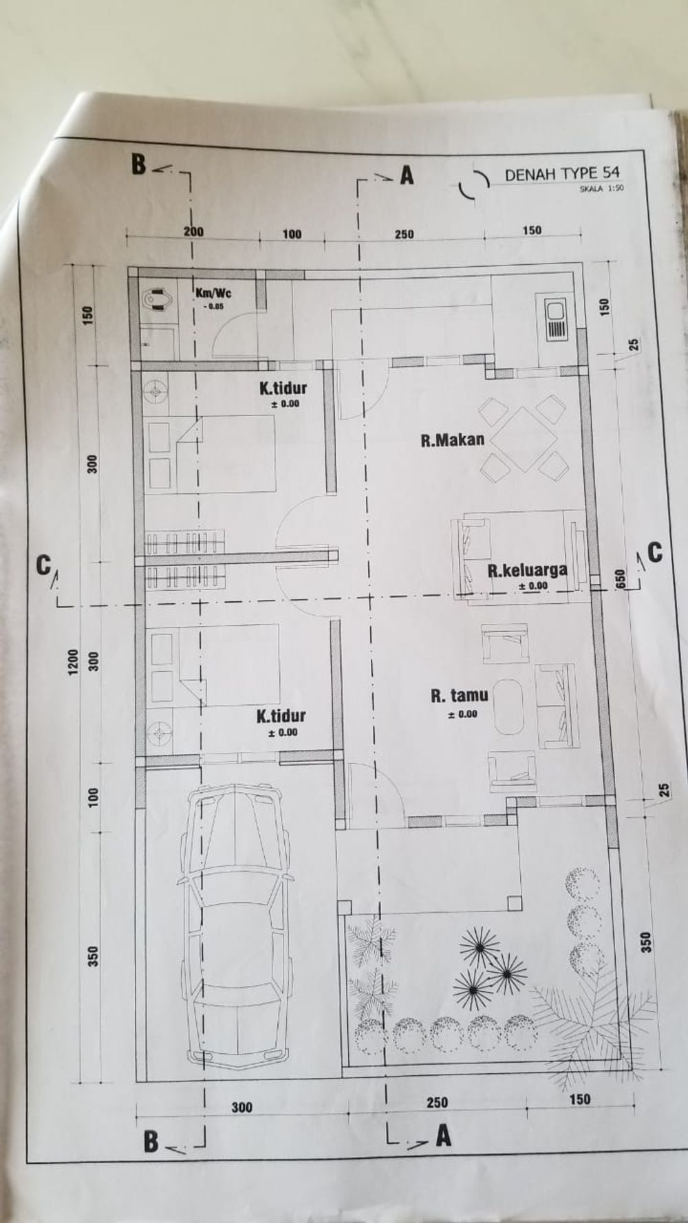 foto denah rumah tipe 54 perumahan Sriwijaya Land