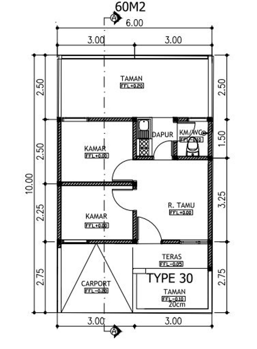 foto denah rumah tipe 30/60 perumahan Manville regency