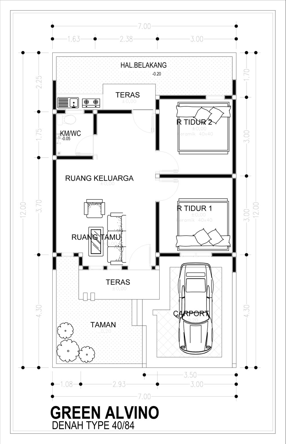 foto denah rumah tipe 40 perumahan GREEN ALVINO RESIDENCE