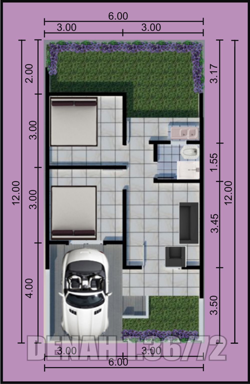 foto denah rumah tipe 36 perumahan CLUSTER PESONA CIANJUR INDAH 2