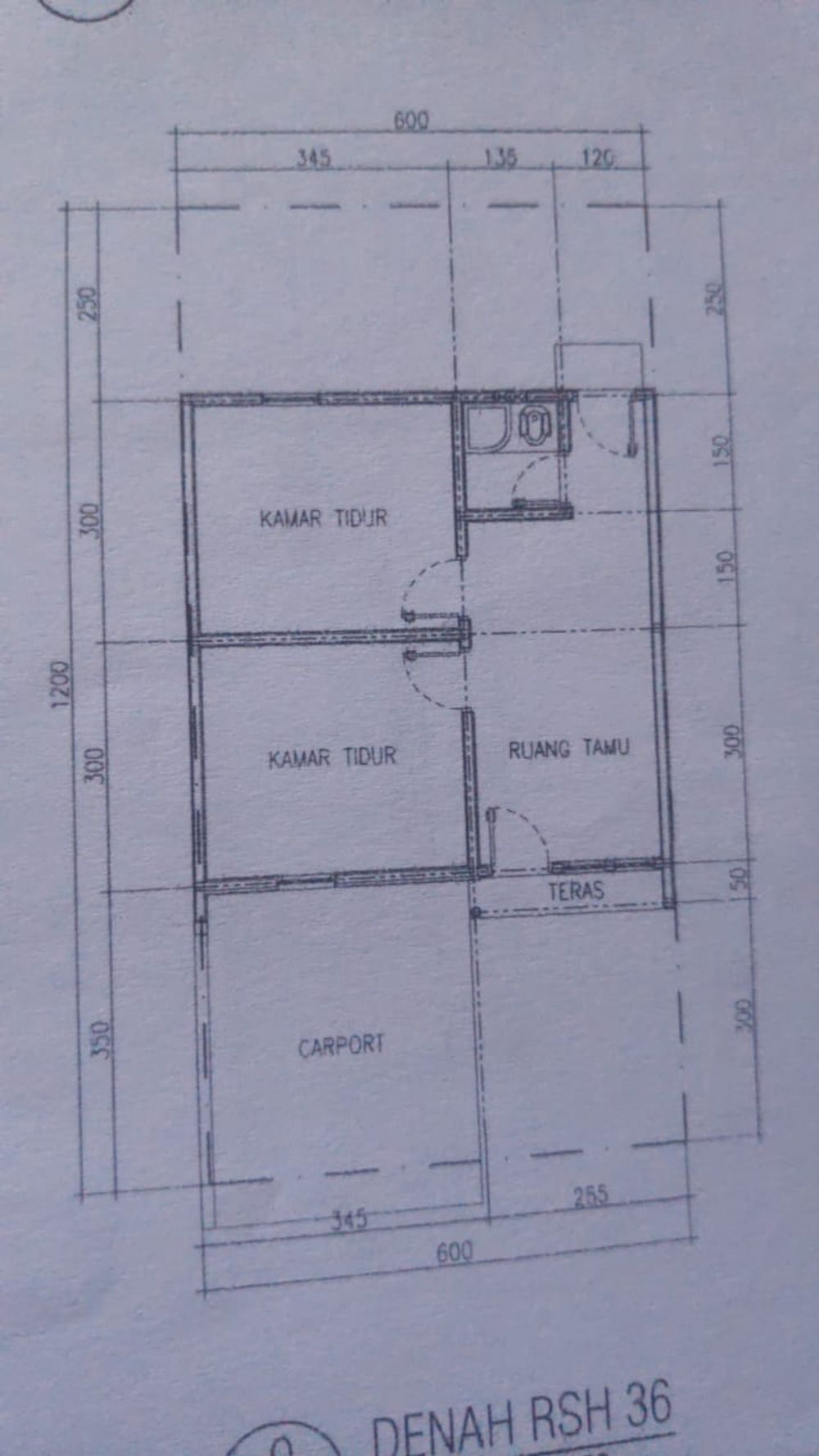 foto denah rumah tipe 36/72 perumahan Komplek Royal Park