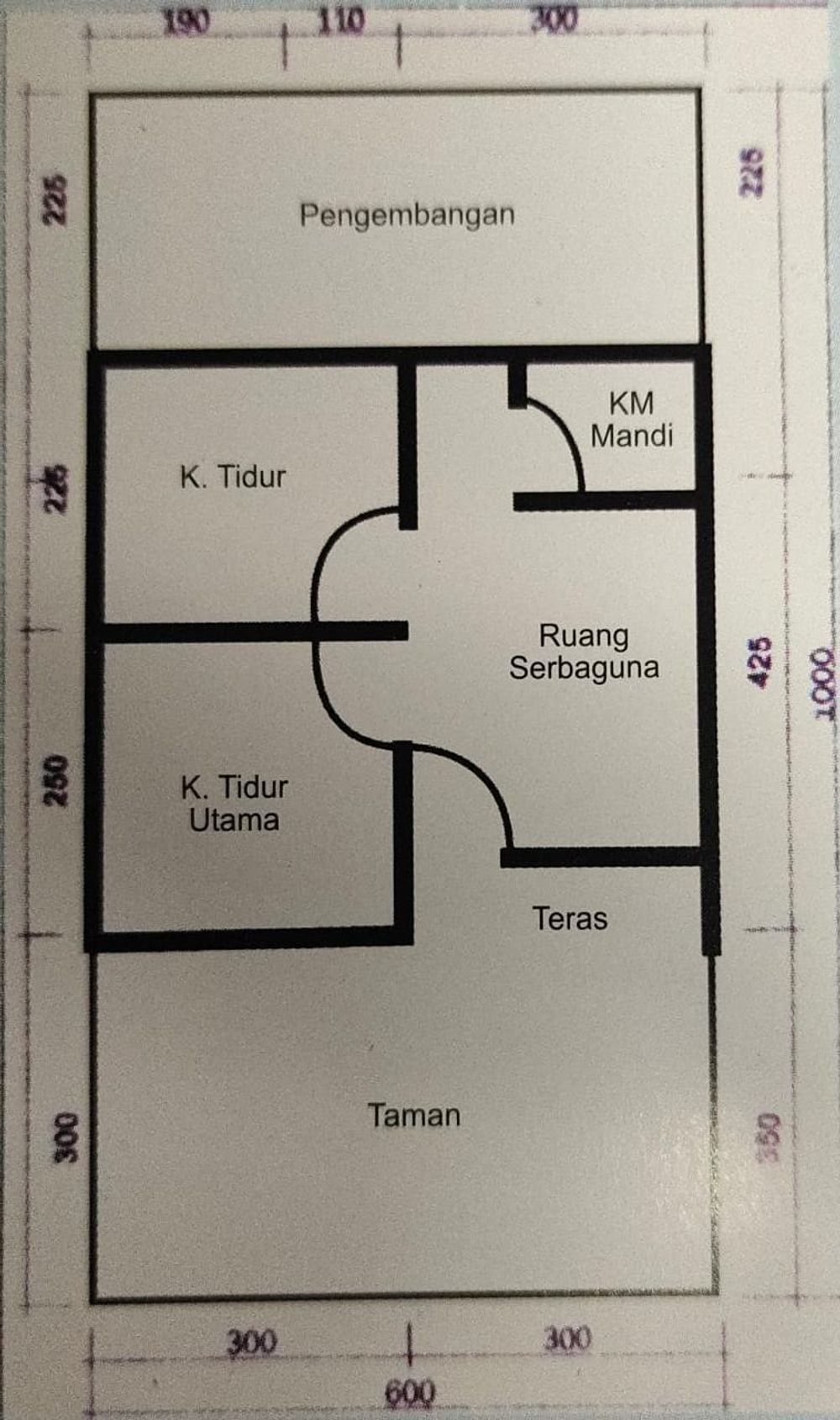 foto denah rumah tipe 27/60 perumahan RANCABUNGUR ASRI