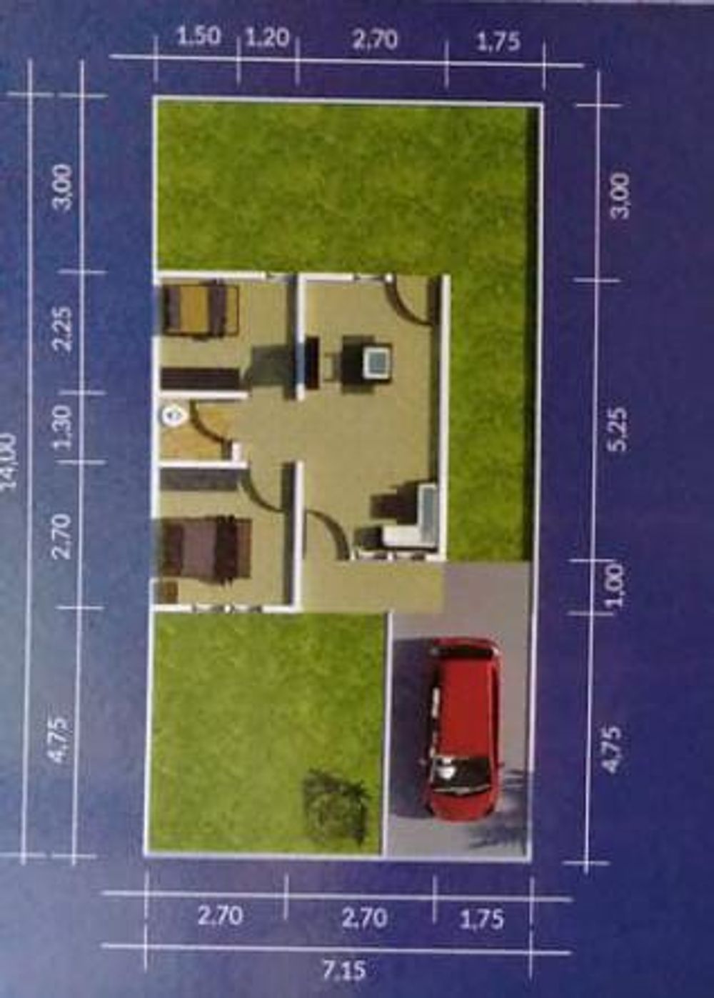 foto denah rumah tipe 32/100 perumahan SAMOTA RESIDENCE