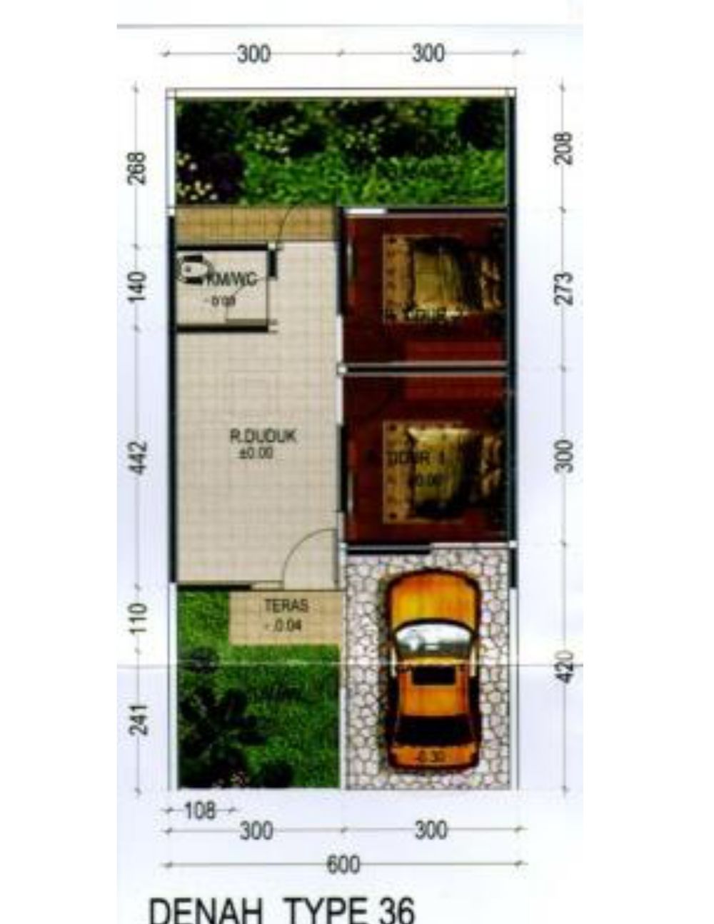 foto denah rumah tipe 36/72 SUBSIDI perumahan Bukit Cukang Kawung Indah