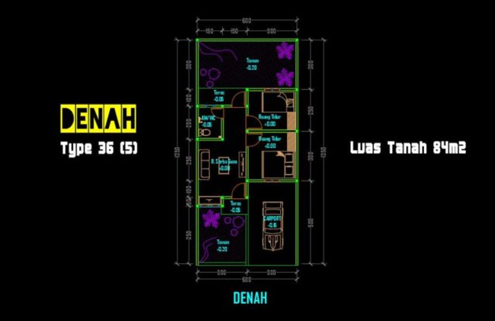 foto denah rumah tipe Subsidi 36/84 perumahan GRIYA ALAM PERMAI