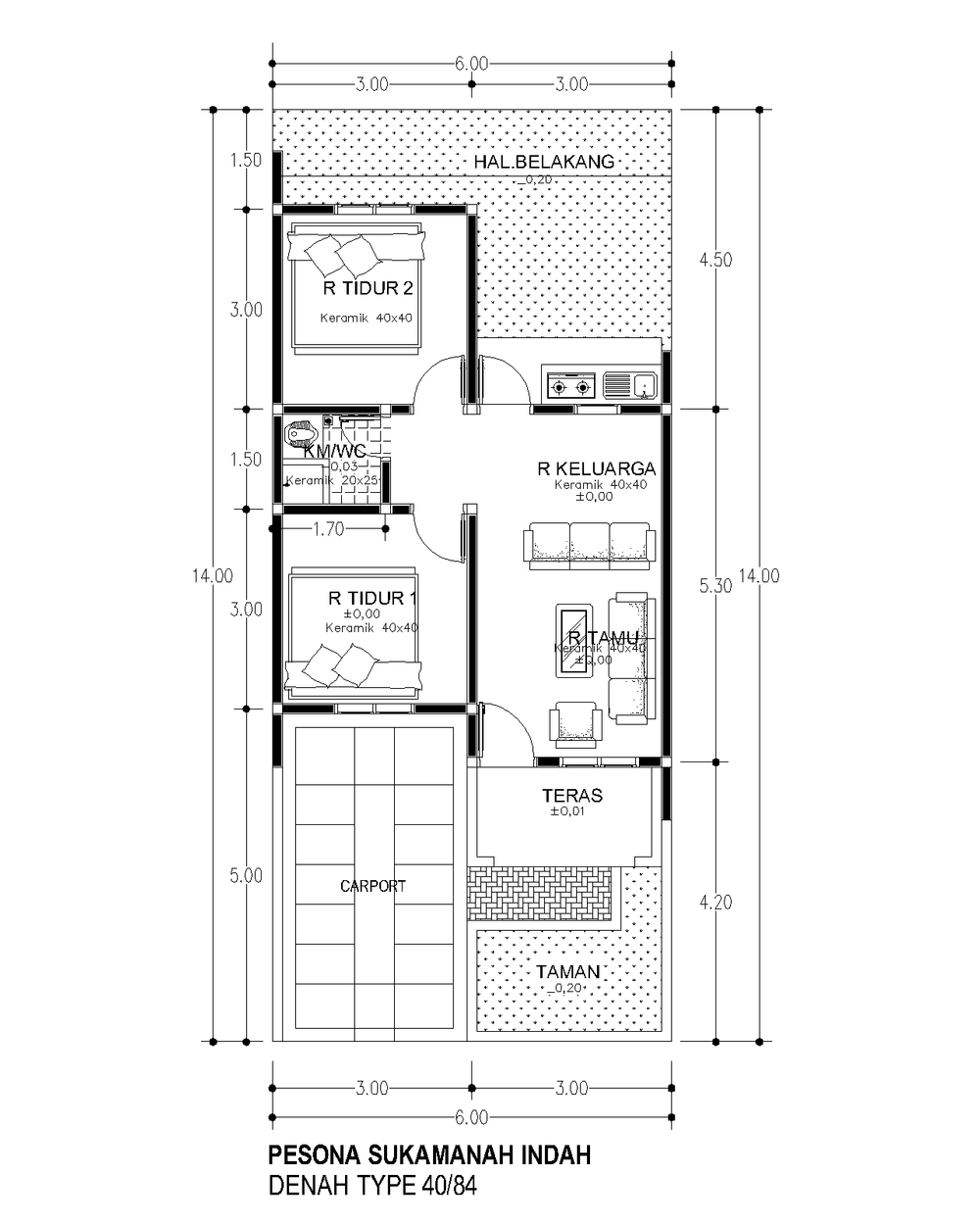 foto denah rumah tipe 40 perumahan CLUSTER PESONA CIANJUR INDAH 2