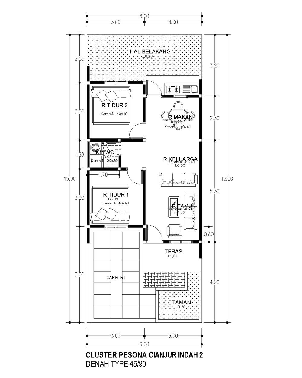 foto denah rumah tipe 45 perumahan CLUSTER PESONA CIANJUR INDAH 2