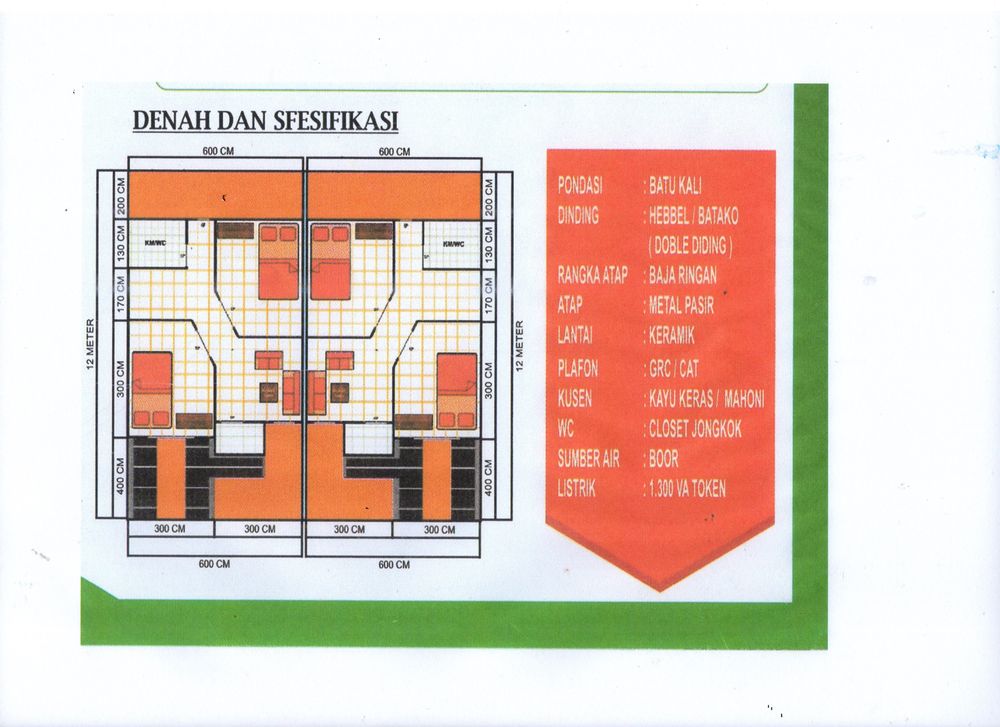 foto denah rumah tipe KPR SUBSIDI perumahan MITRALAND PURI KERATON