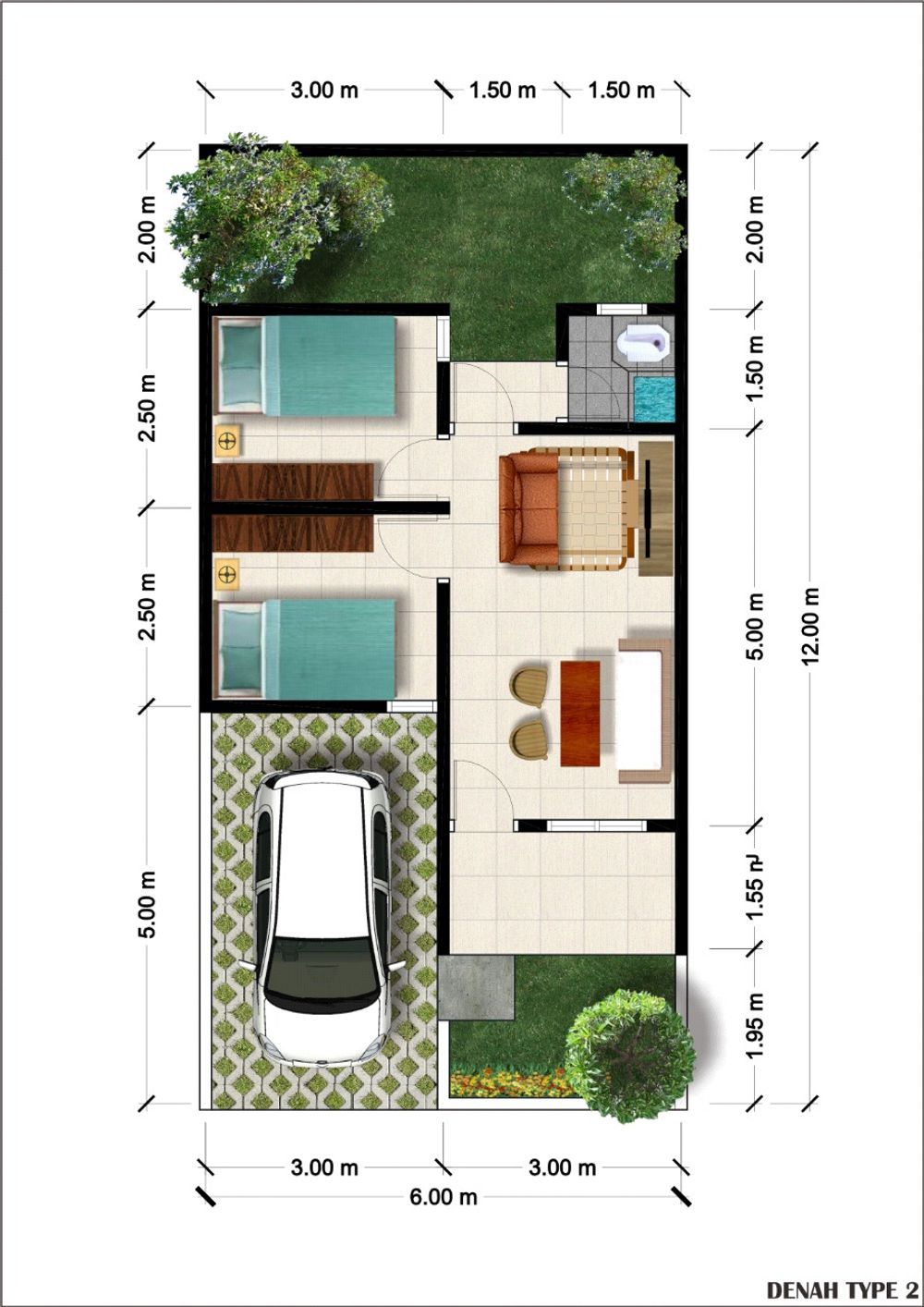foto denah rumah tipe 36/72 perumahan Asa Dreamland