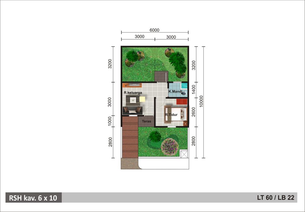 foto denah rumah tipe Anggrek 2 perumahan PERMATA MUTIARA MAJA - CLUSTER KALIMAYA 1 & 2