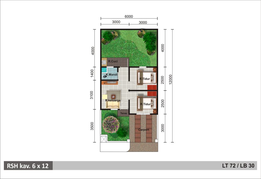 foto denah rumah tipe Bugenvil perumahan PERMATA MUTIARA MAJA - CLUSTER KALIMAYA 1 & 2