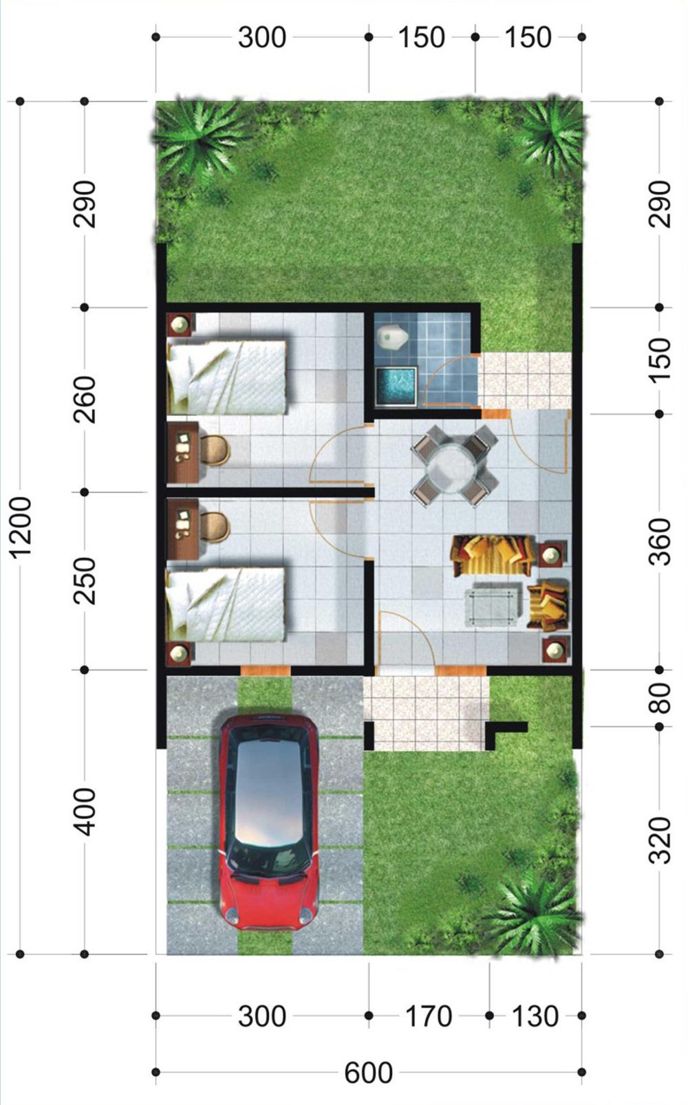 foto denah rumah tipe 30 perumahan Graha pesona