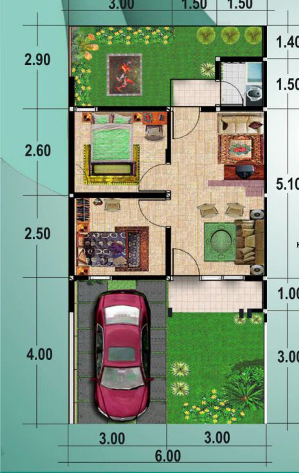 foto denah rumah tipe 36 perumahan Pesona residance