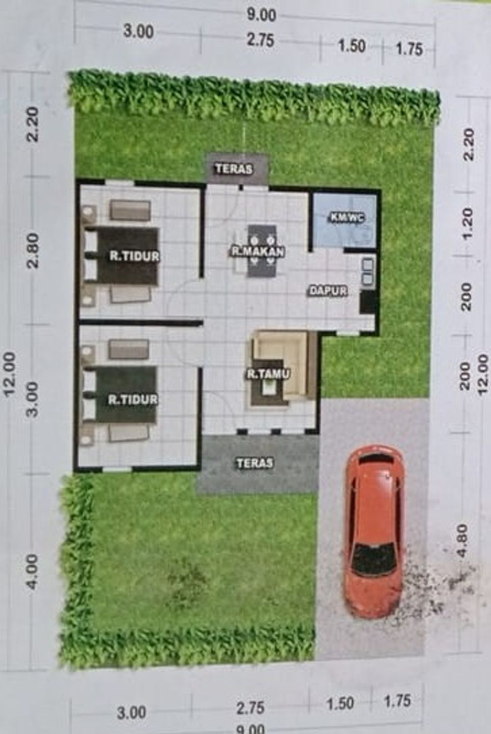 foto denah rumah tipe 36/108 perumahan ANUGRAH RESIDENT 1
