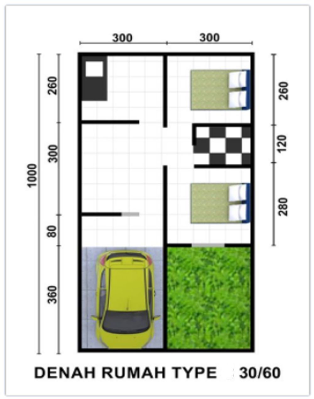 foto denah rumah tipe 30/60 perumahan Sundawenang residence