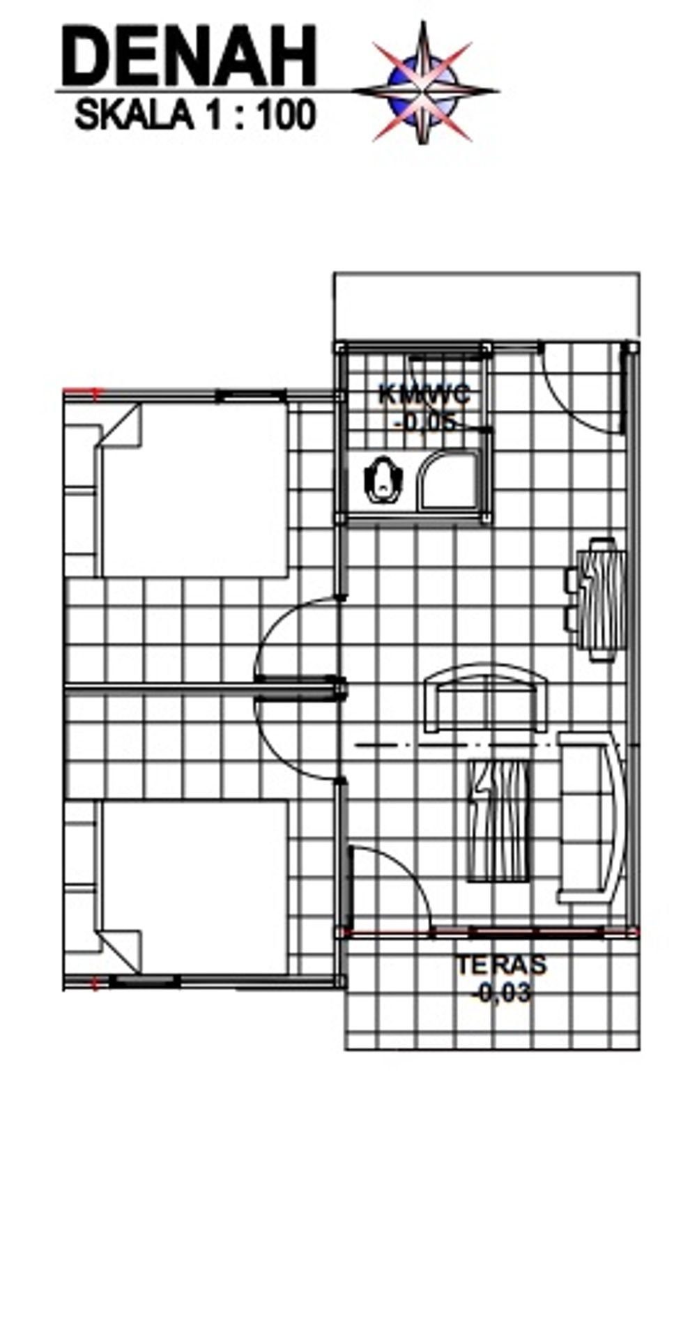 foto denah rumah tipe T 36 perumahan Griya Mandouw Indah 2