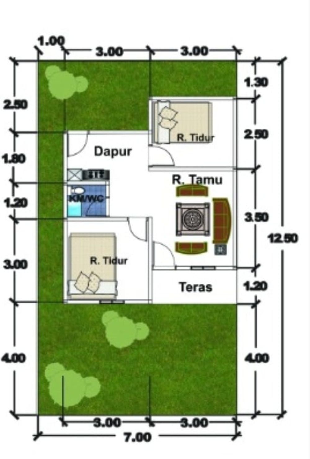 foto denah rumah tipe 36 perumahan Rorinata Residence Sukamaju Tahap 9 Pengembangan 2