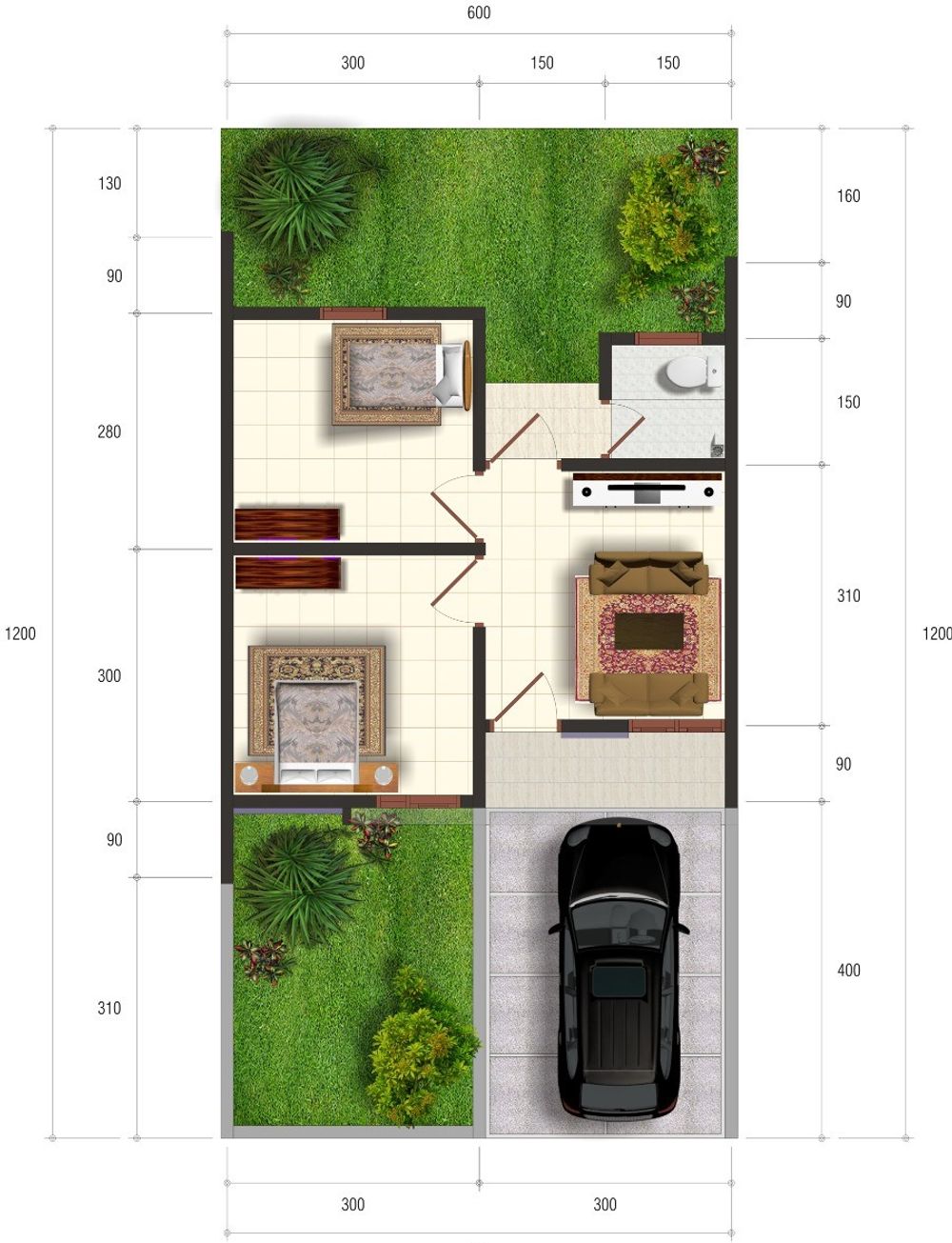 foto denah rumah tipe KIOS perumahan BUKIT CILEGON ASRI