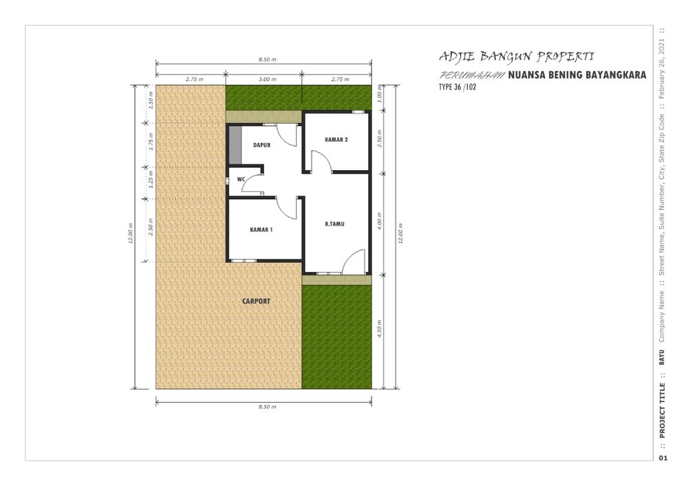foto denah rumah tipe 36 perumahan NUANSA BENING BHAYANGKARA
