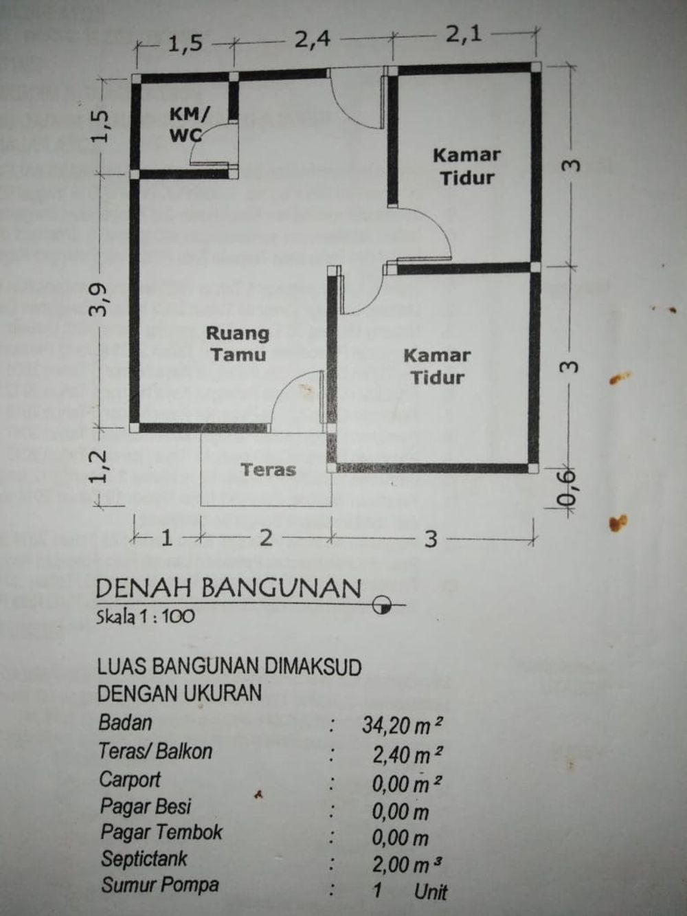 foto denah rumah tipe SUBSIDI perumahan KECIPIR BERKAH MANDIRI II