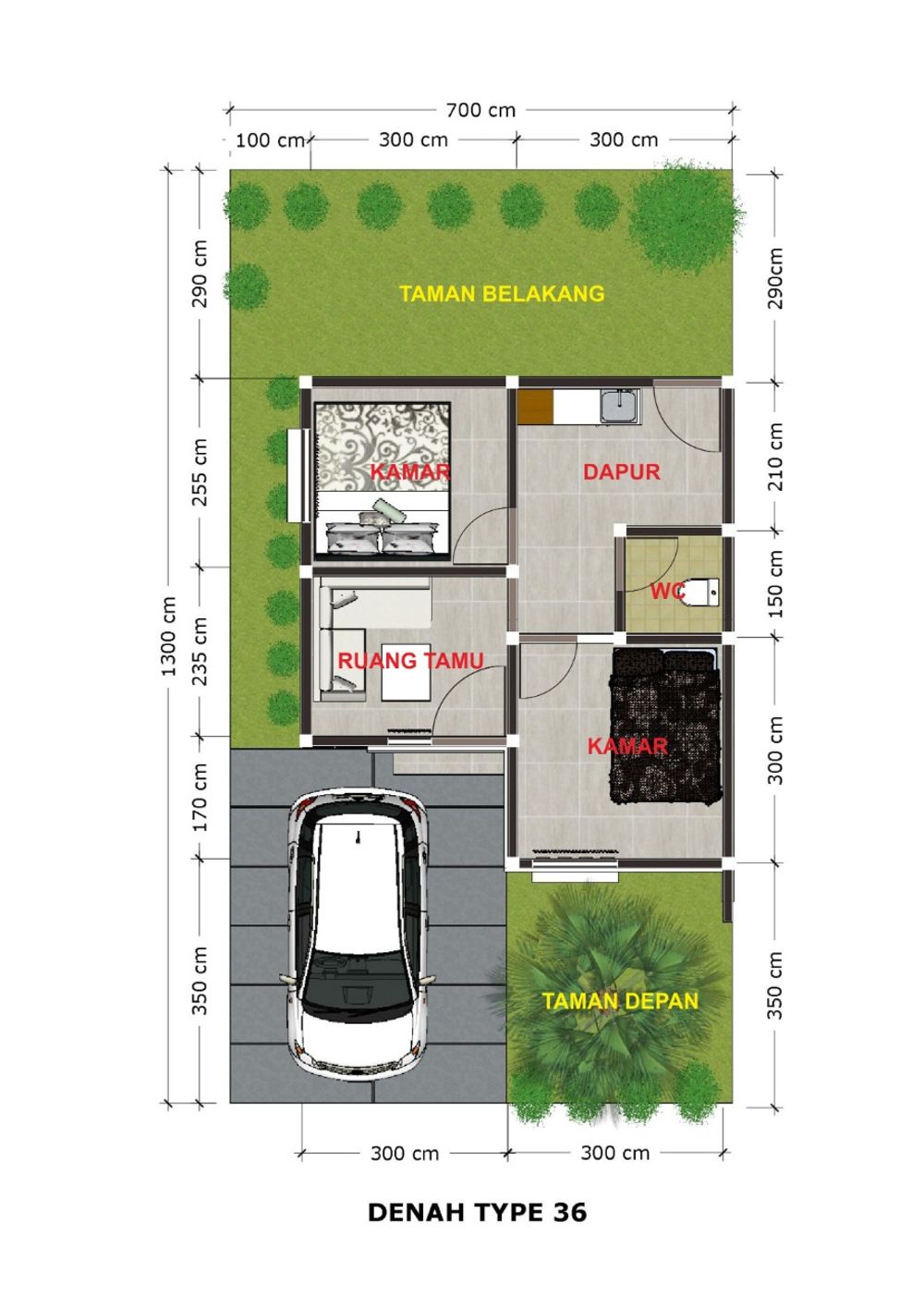 foto denah rumah tipe 36 perumahan VILLA INDAH TAHOA