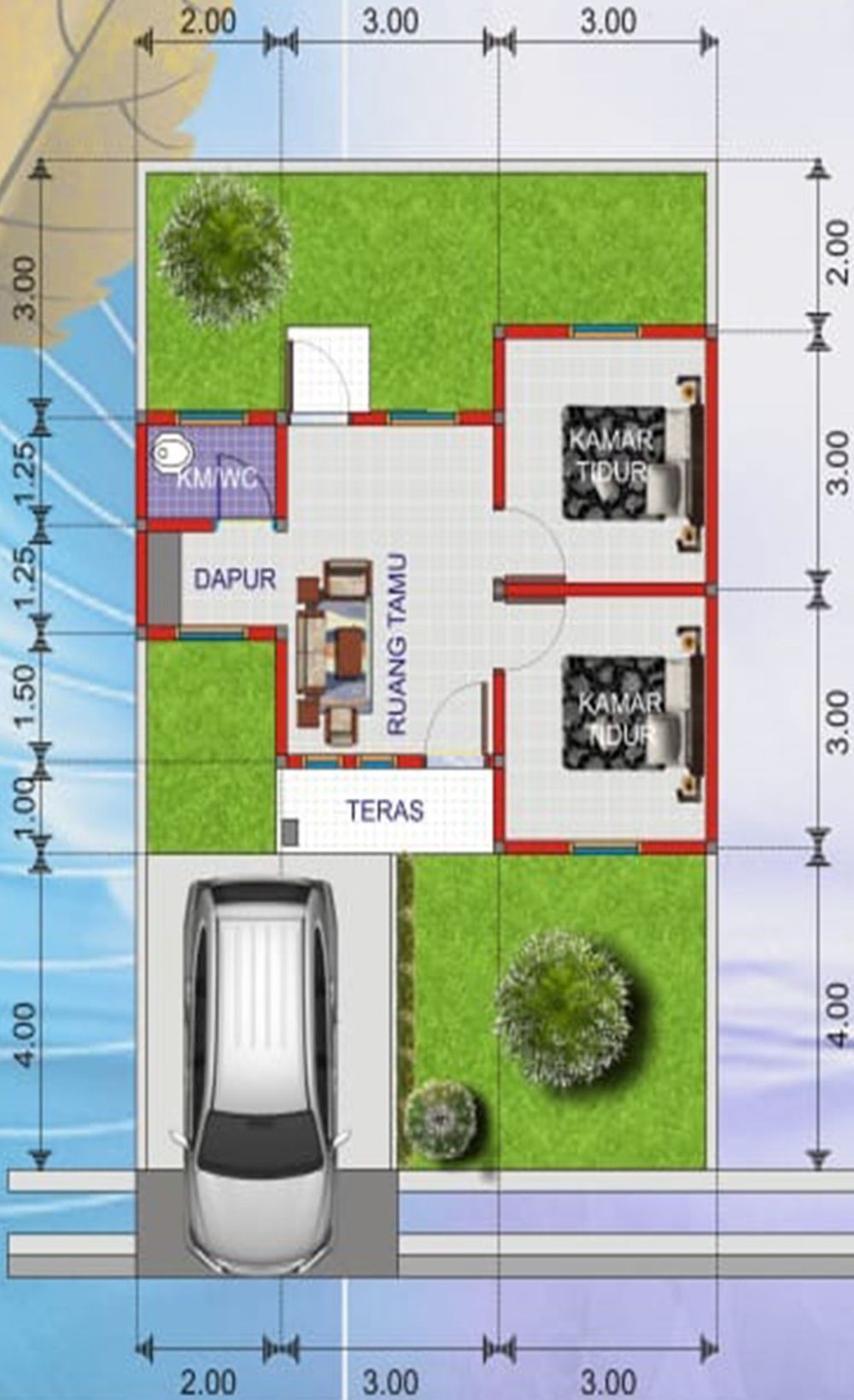 foto denah rumah tipe 36 perumahan MEGOW PAK WAWAI