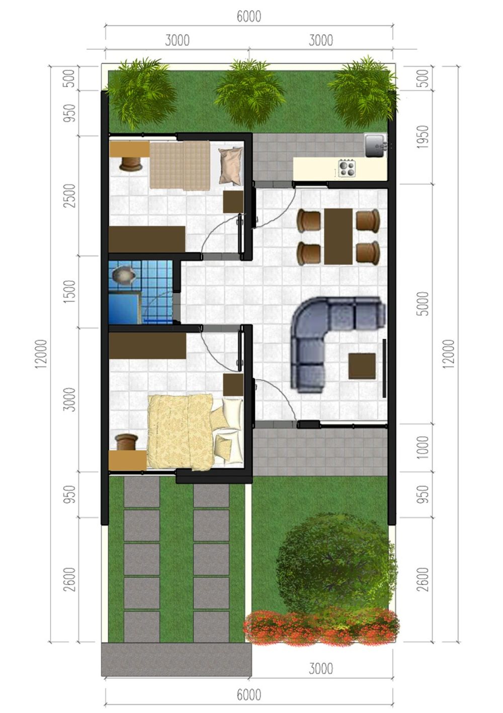 foto denah rumah tipe 36/72 perumahan MUTIARA PIRU REGENCY