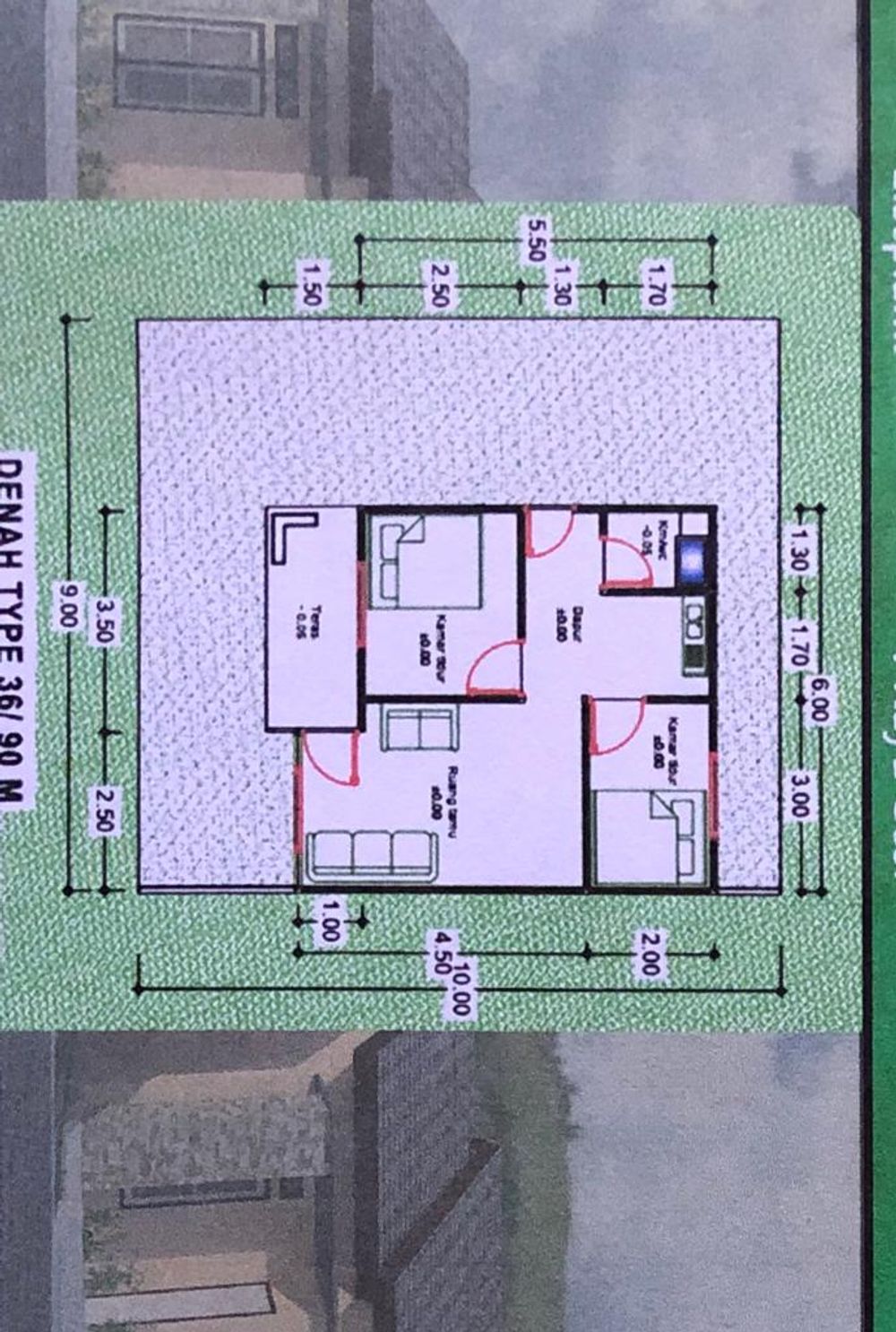 foto denah rumah tipe 36/100 perumahan GRAND EFATA MALIBELA