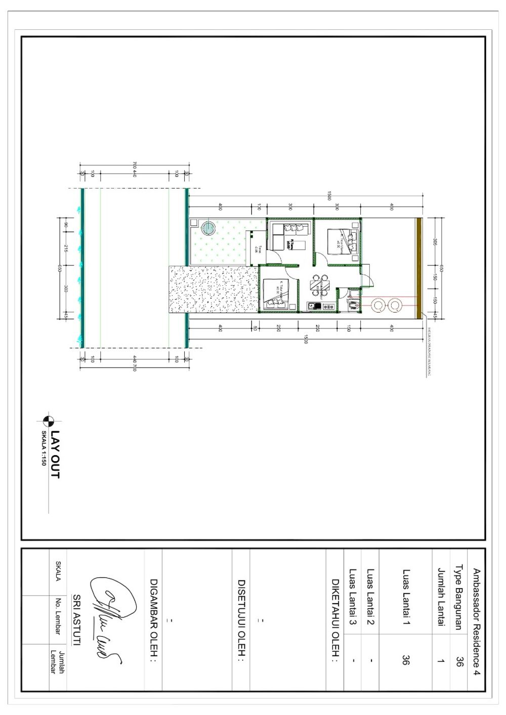 foto denah rumah tipe 36 perumahan AMBASSADOR RESIDENCE 4 TAHAP 2