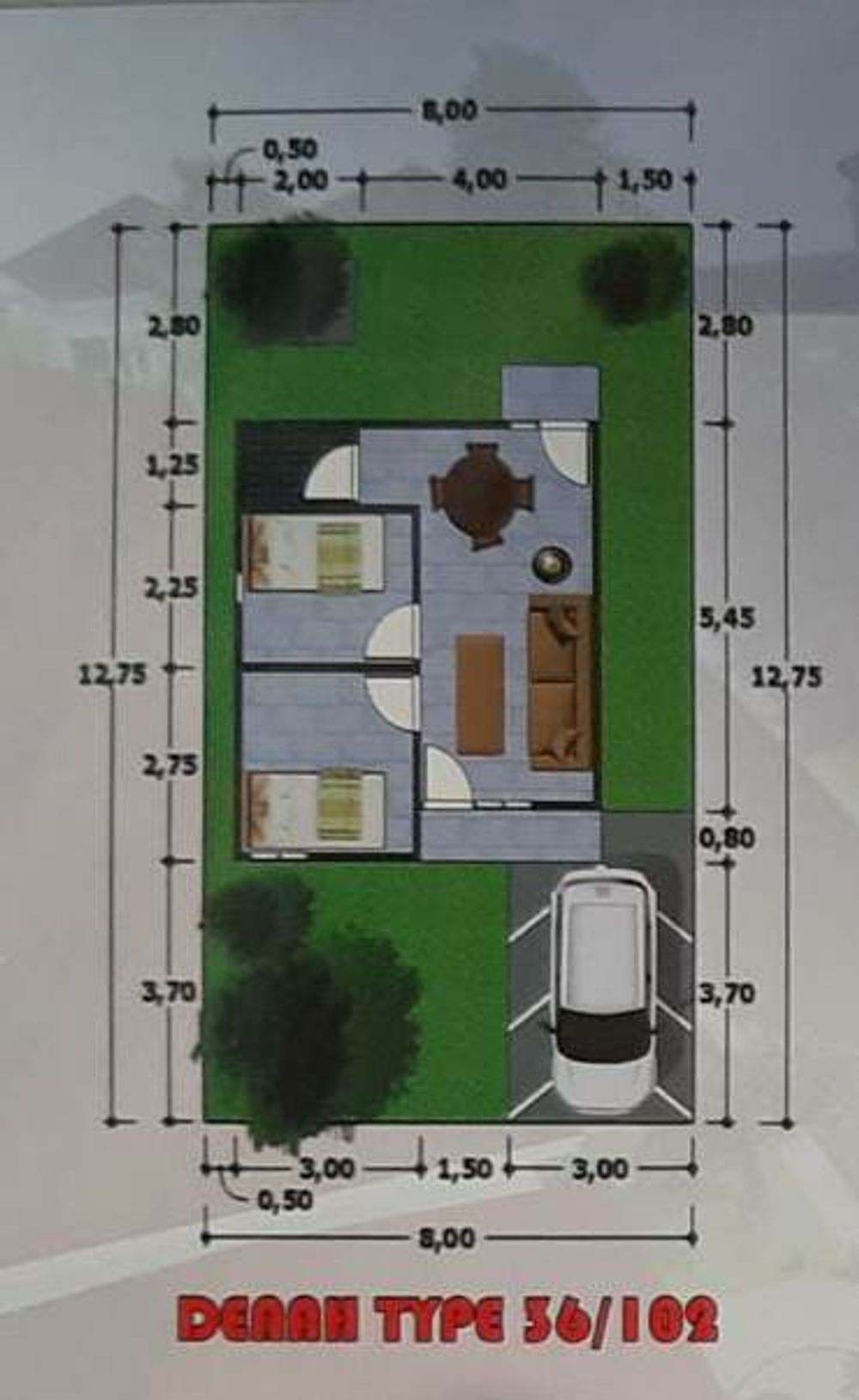 foto denah rumah tipe RHS 36 perumahan KENCANA SARI RESIDENCE 1