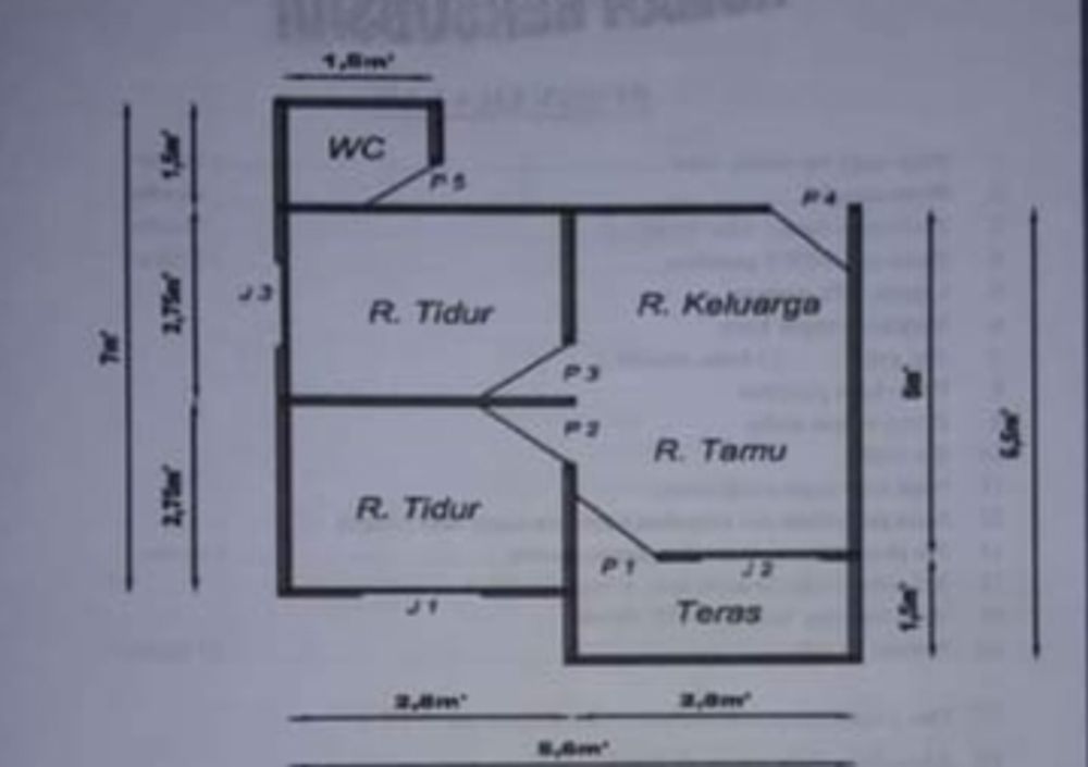 foto denah rumah tipe 36/200 perumahan GRIYA BATUAH SEJAHTERA