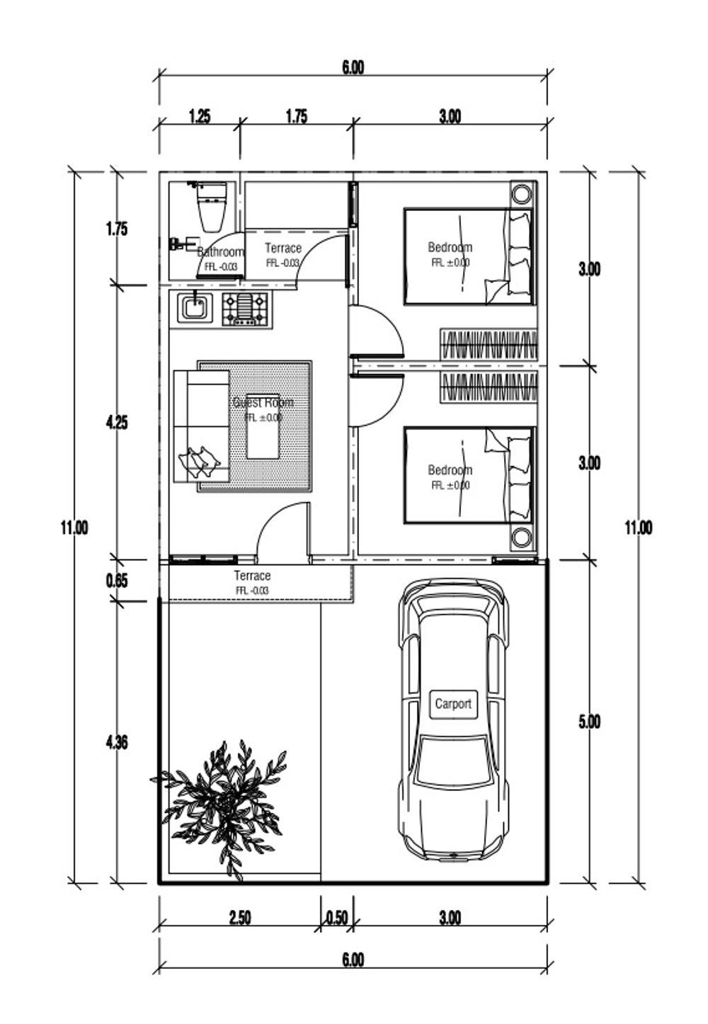 foto denah rumah tipe 36 perumahan The Hasanah Residence 2 (Adara Park)