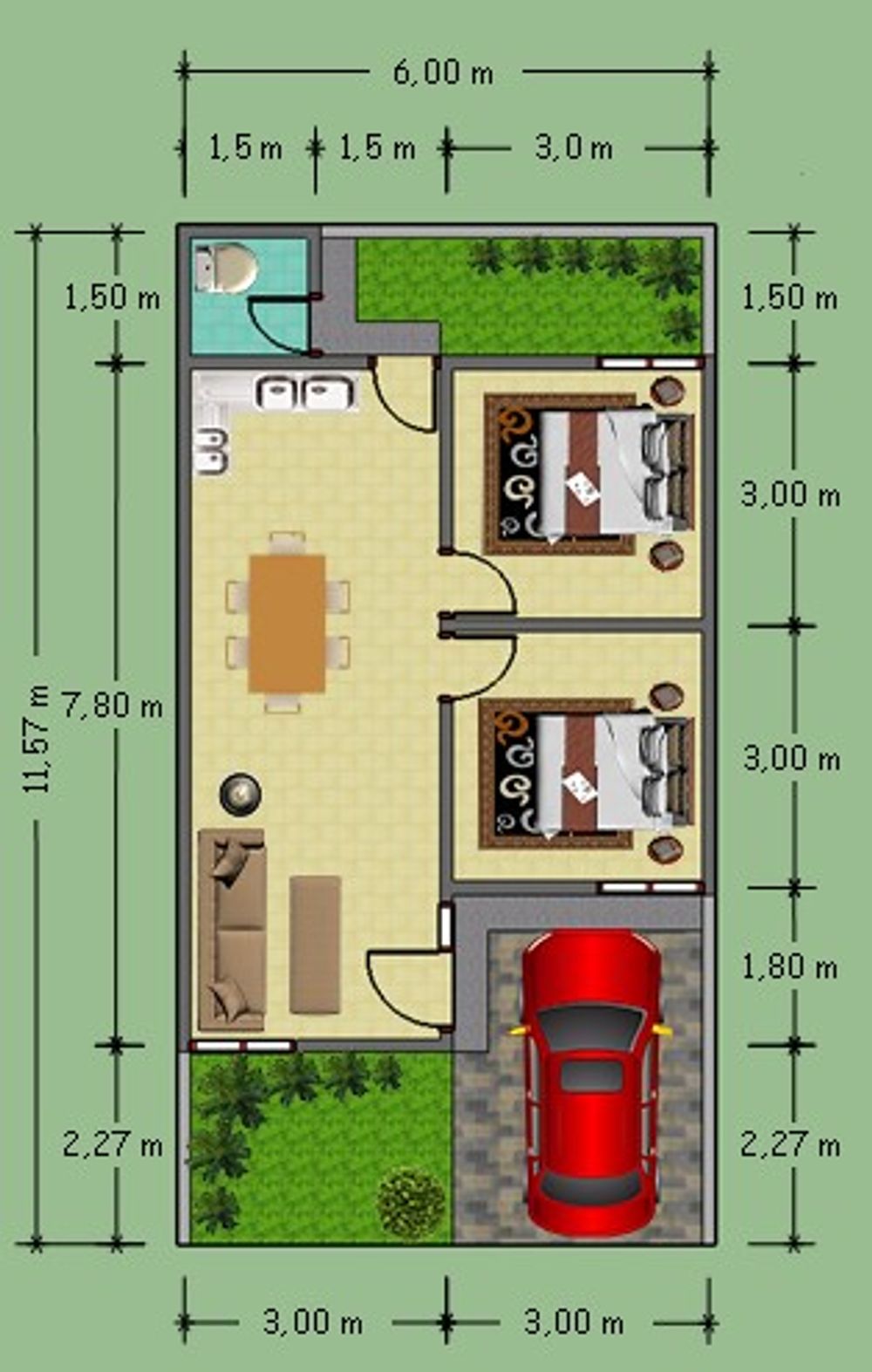 foto denah rumah tipe 45/70 perumahan GRAHA METUK ASRI