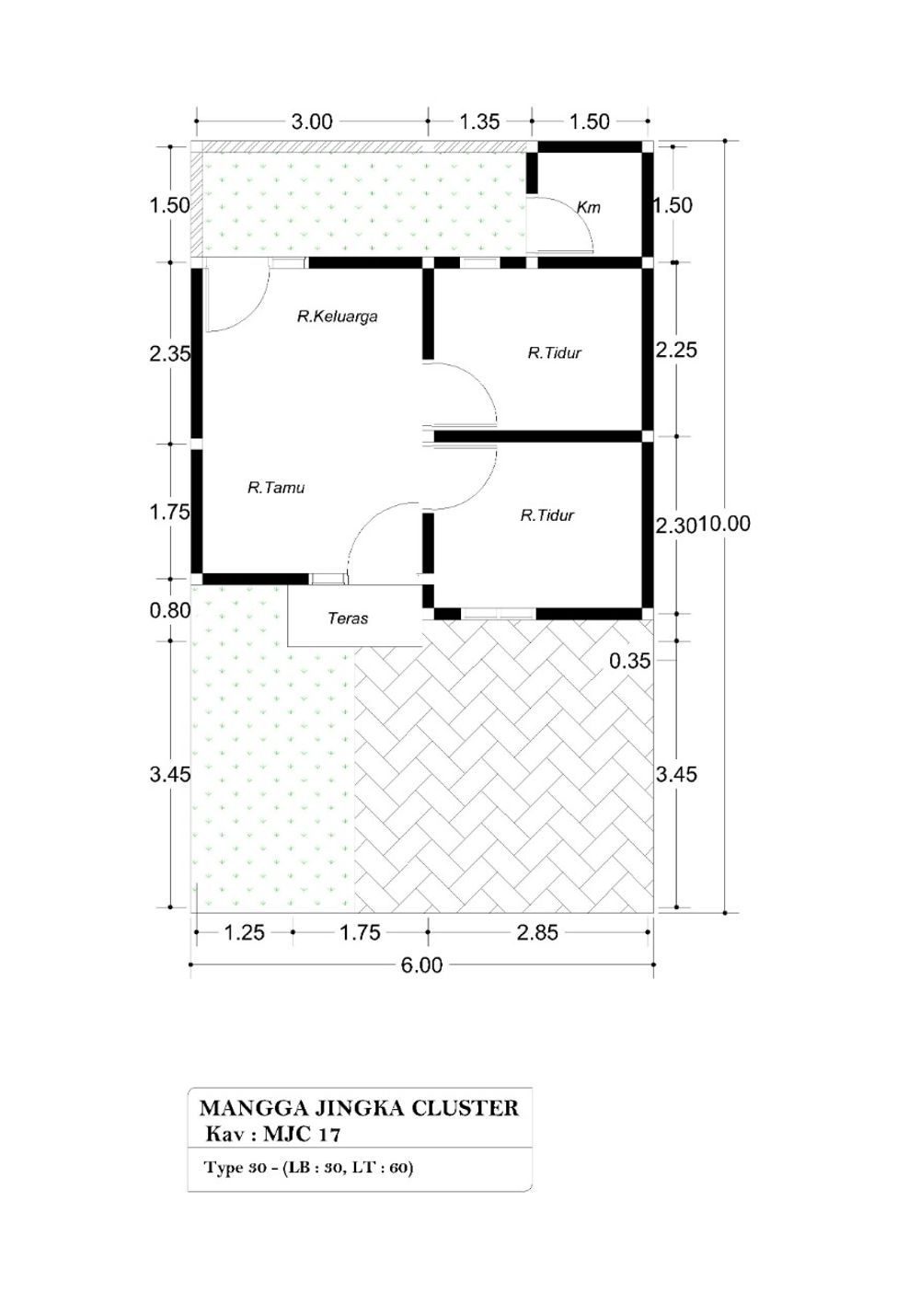 foto denah rumah tipe 38 m2 perumahan MANGGA JINGGA CLUSTER
