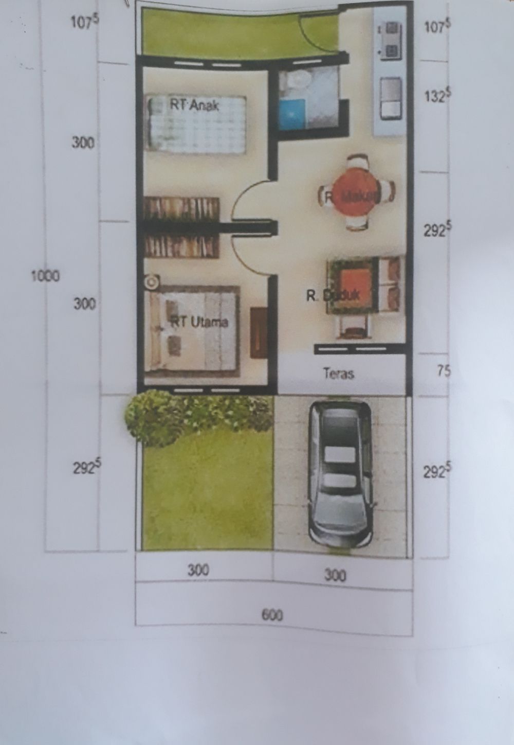 foto denah rumah tipe 36 perumahan Perumahan Green Residence Baru Berastagi ( Gurusinga  ( G ) 