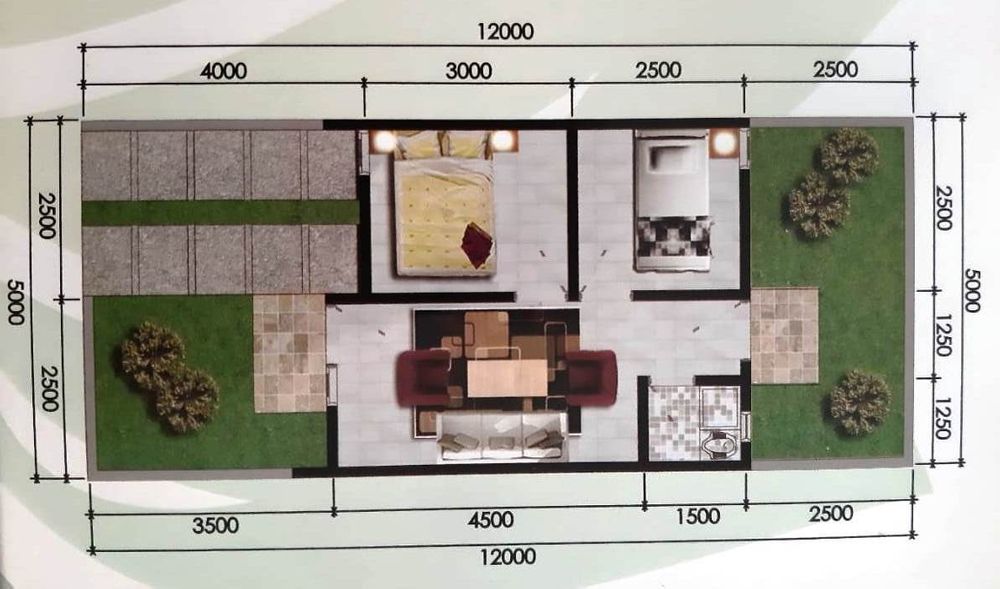 foto denah rumah tipe 30/60 perumahan green walantaka