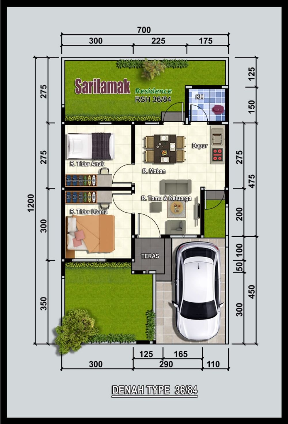 foto denah rumah tipe RHS 36 perumahan SARILAMAK RESIDENCE 2