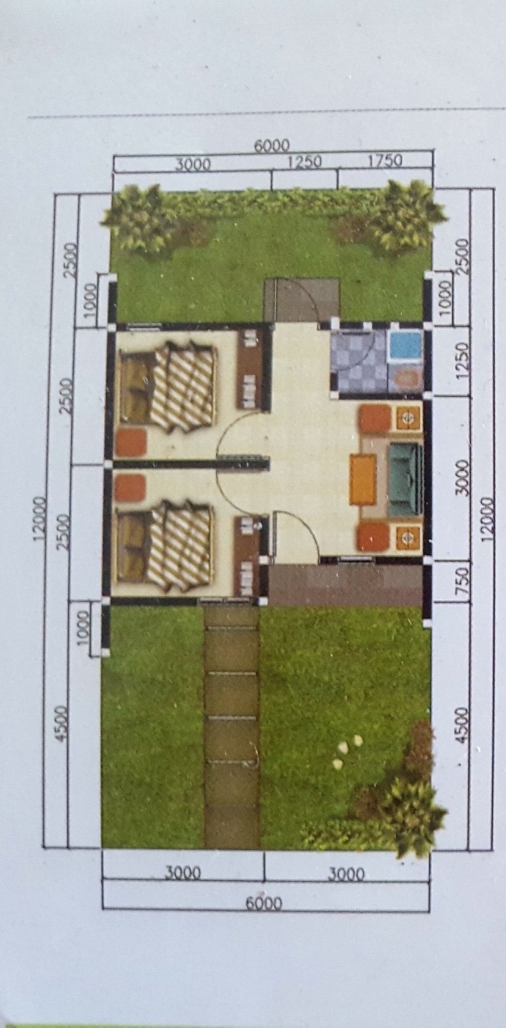 foto denah rumah tipe PALEM 30/72 perumahan PERUMAHAN ALAM HIJAU TAHAP I