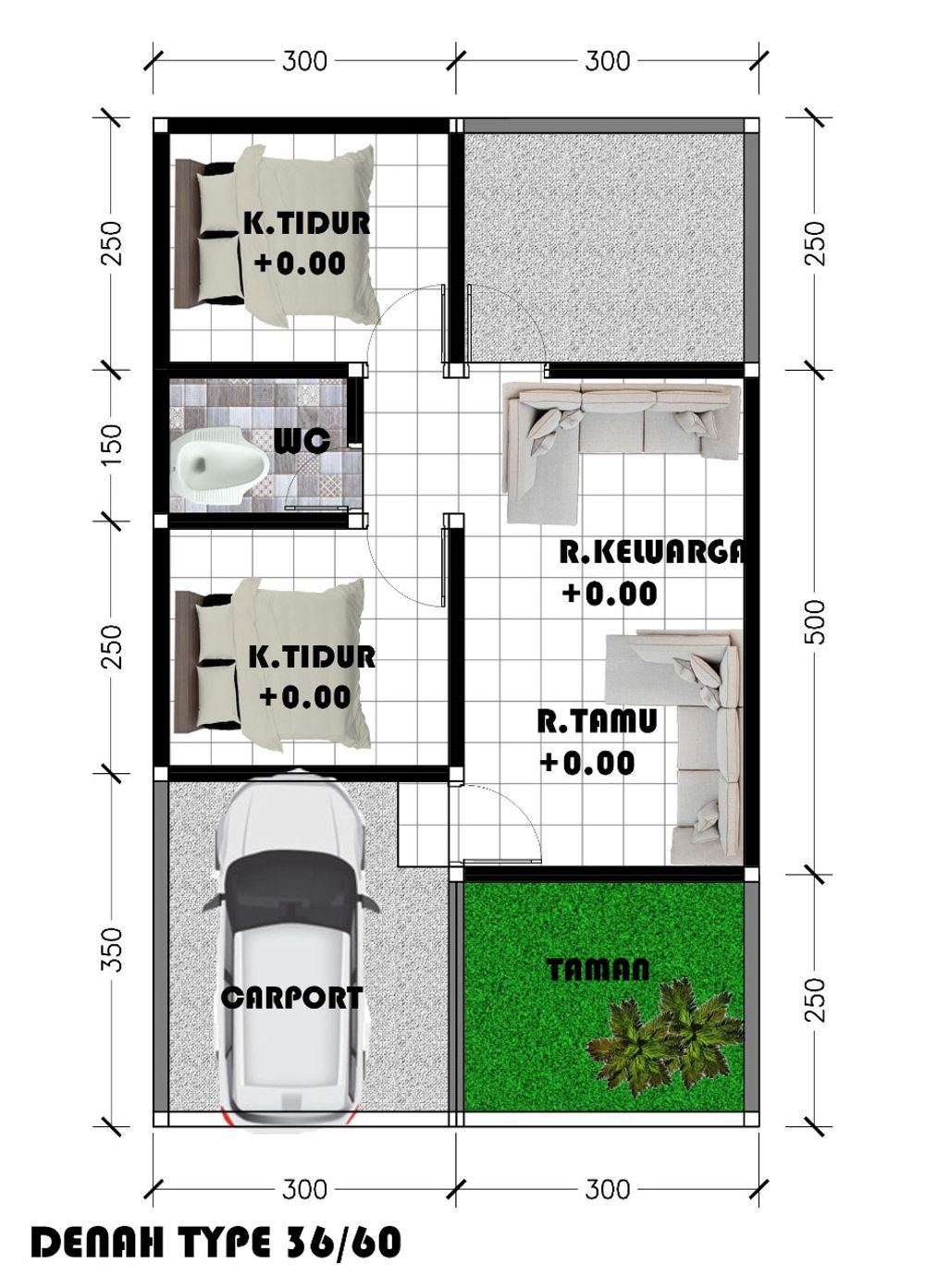foto denah rumah tipe 36/60 perumahan MARGAMULYA INDAH