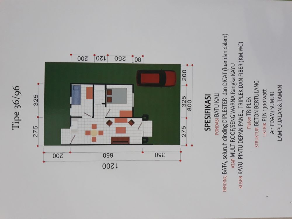 foto denah rumah tipe 36 perumahan GREEN GARDEN RESIDENCE 3 TAHAP II