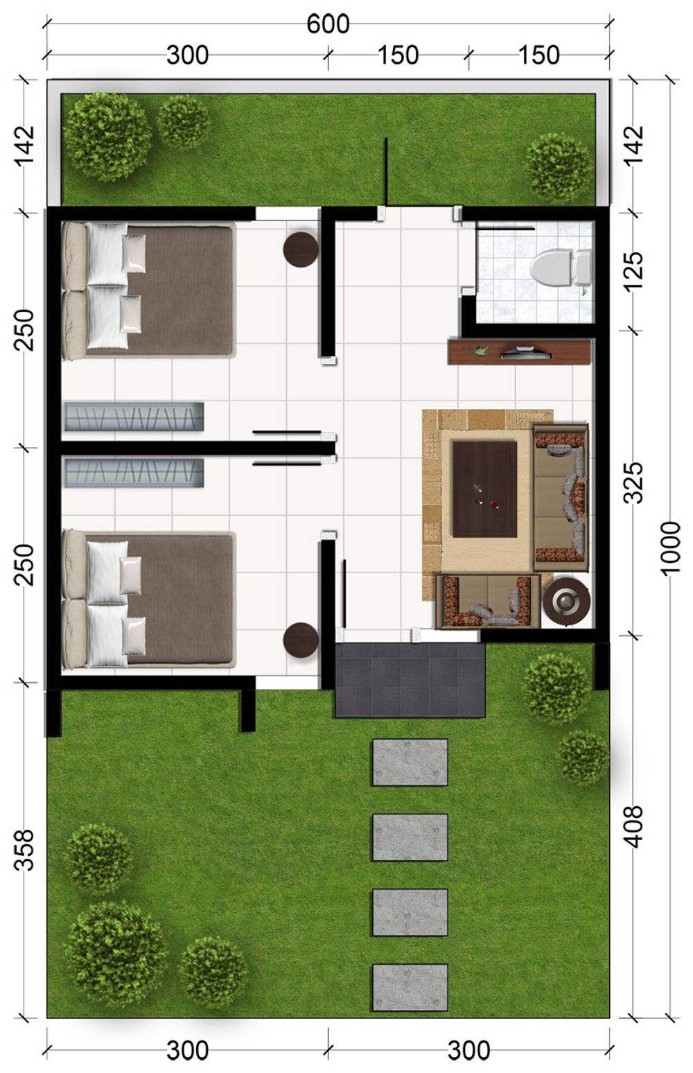 foto denah rumah tipe 30/60 perumahan de' Diamond Park