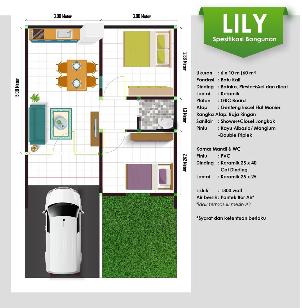 foto denah rumah tipe LILY perumahan SURYAJAYA ANNIE LAND