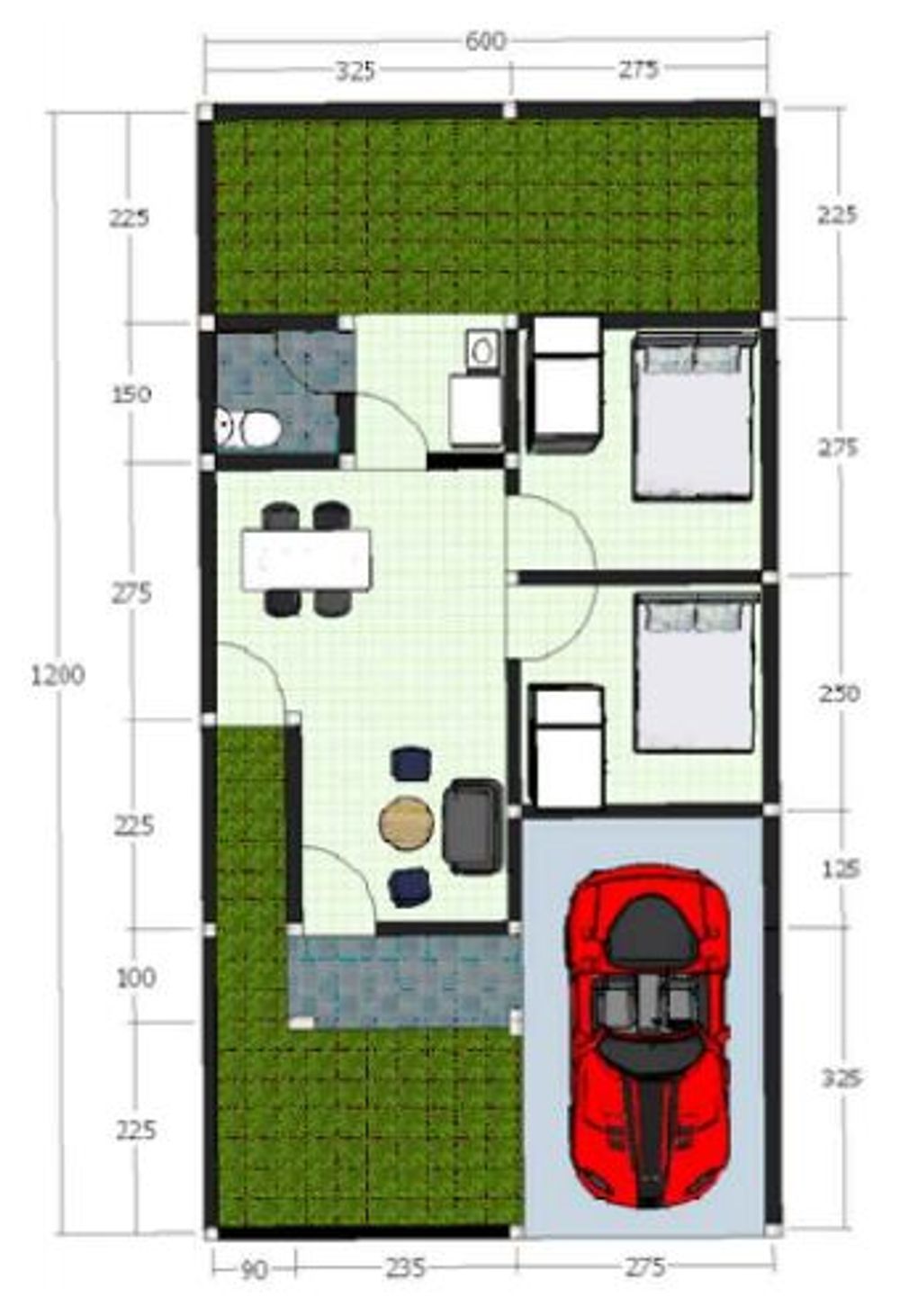 foto denah rumah tipe 36/72 perumahan GRAHA PELABUHAN PERMAI