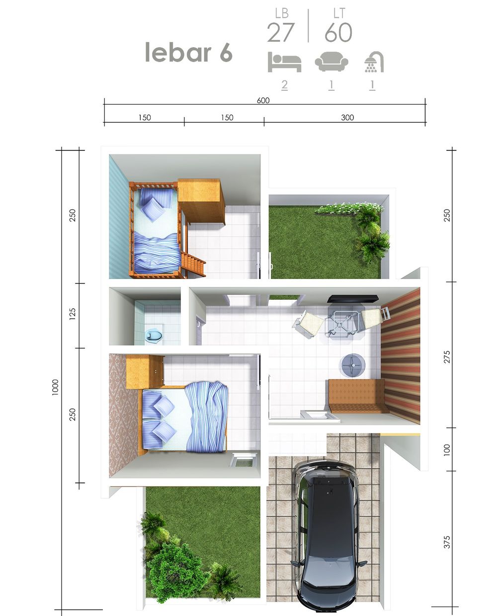 foto denah rumah tipe 27/60 perumahan Rowosari megah asri 2 extension