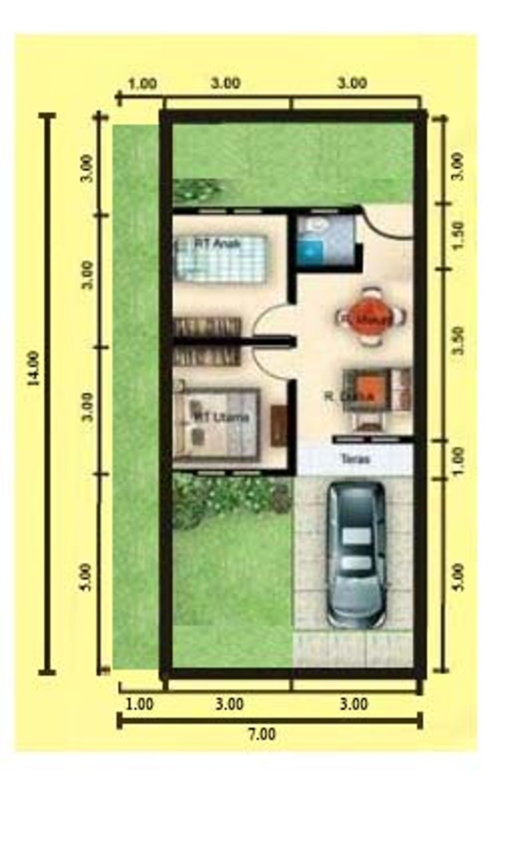 foto denah rumah tipe 36 perumahan Perumahan Sumber Jaya Indah subsidi Karang Sari II