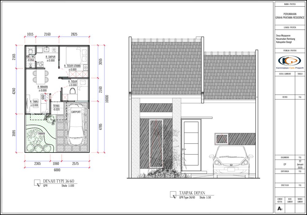 foto denah rumah tipe grande perumahan Graha pratama residence