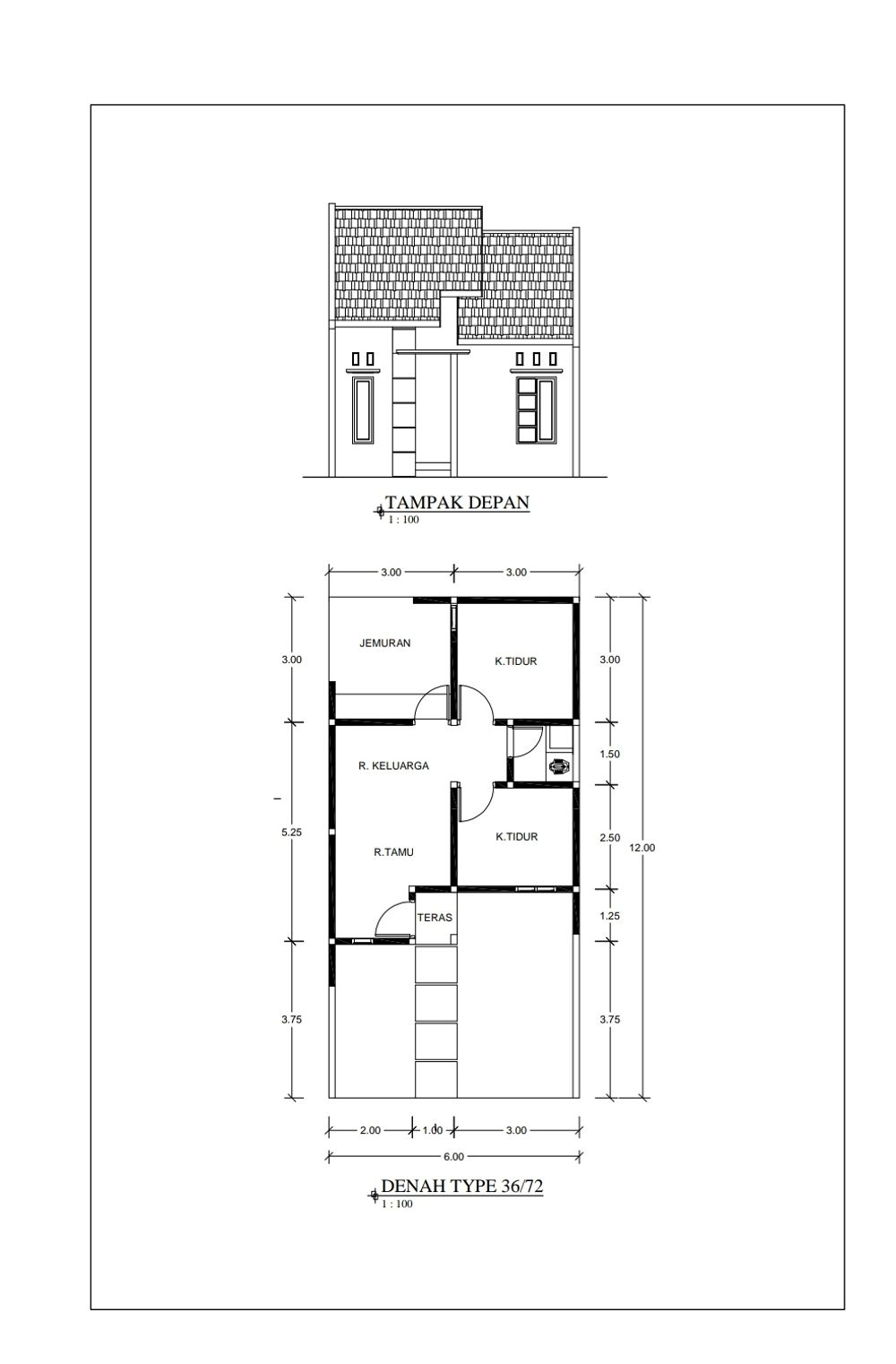 foto denah rumah tipe 36/72 perumahan Pesona Griya Batang 4&5