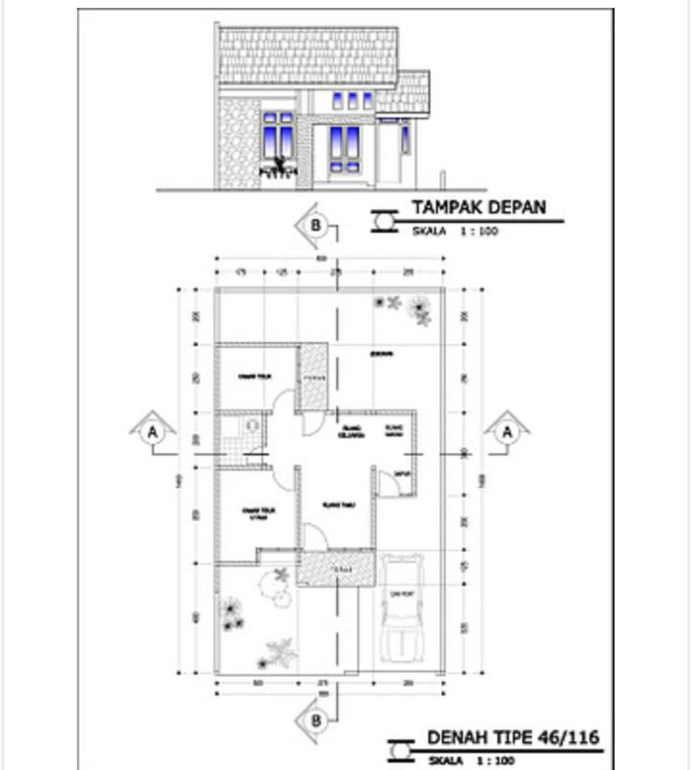 foto denah rumah tipe 46/116 perumahan Pesona Griya Batang 4&5