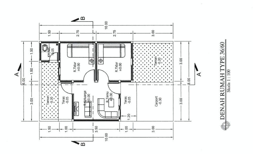 foto denah rumah tipe 36/60 perumahan ADHYAKSA RESIDENCE