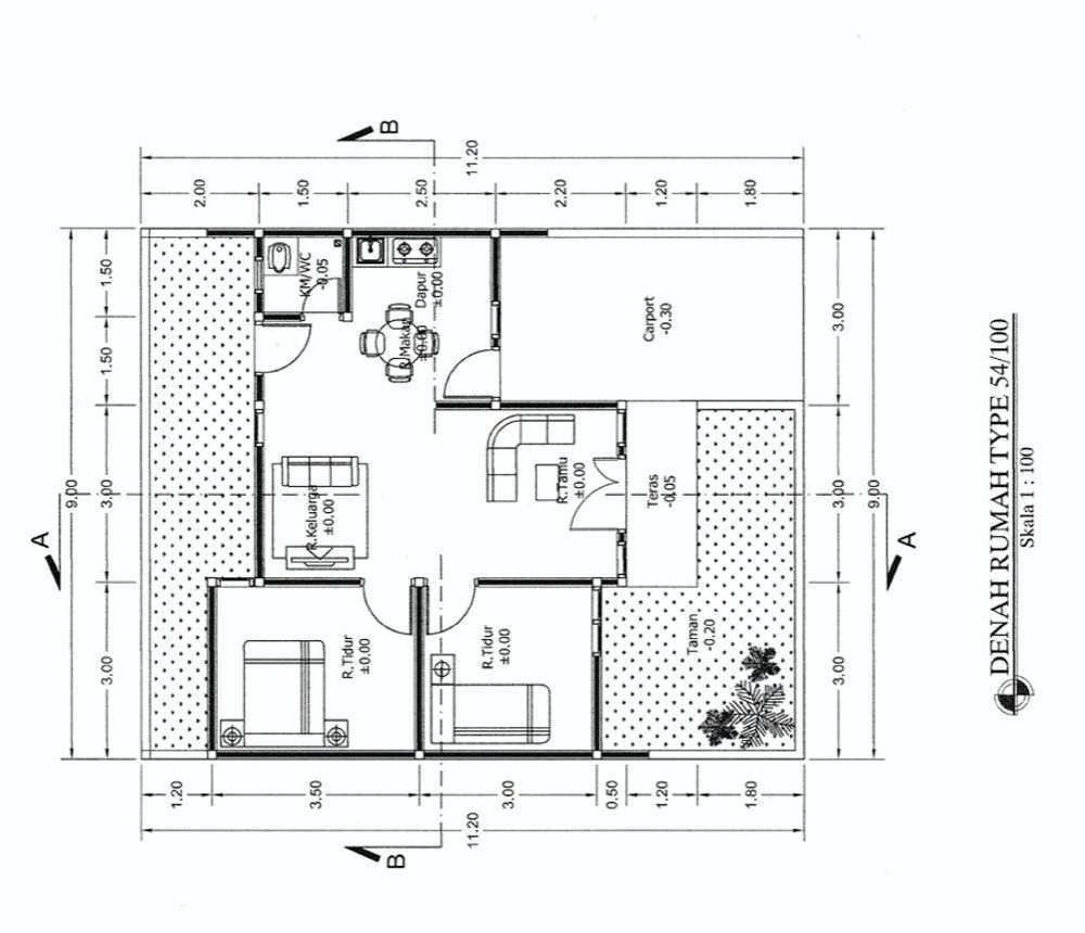 foto denah rumah tipe 54/100 perumahan ADHYAKSA RESIDENCE